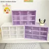 Niedlicher Desktop-Aufbewahrungsboxen-Organizer mit 9 Gittern, transparent, kleine Schublade, Studentenschreibtisch, Kleinigkeiten, Zubehörbox, Kawayi-Aufkleber 240125