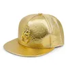 Ball Caps Fashion Snapback Man Flat Brim Golden Lion Loop Multi Color Figure PU Leather Hip Hop Punk Casual Street Trend Baseball Cap