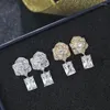 dangle earrings cubic zirconia camellia for women shine big crystal earingsブランドファッションショージュエリーZ071