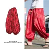 FGKKS Outdoor Brand Pants For Men Lce Silk Dragon Dark Flower Loose Bloomers High Quality Wide Leg Casual Trousers Male 240126