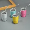 Su Şişeleri Yalıtımlı Tumbler Saman Mini Tumble Viski Cam Vakum Yalıtım Kupası Şampanya Bira Soğuk ve İçecekler İçin