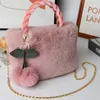 Kids Girls Faux Fur Bags Sweet Girl Cross Body Money Clutch Hairy Bag Kawaii Elegant Korean Style Ins Allmatch Handbag Female 240129