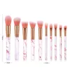 10pcs/set Marble Makeup Brushes Blush Powder Eyebrow Eyeliner Highlight Concealer Contour Foundation Make Up Brush Set