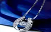 100 real Solid 925 Sterling Silver Necklace Beautiful Dancing Diamond CZ Stone Horseshoe Pendant For Gift9842341