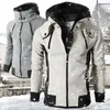 Giubbotti con cerniera da uomo Giubbotto bomber caldo Autunno Inverno Casual in pile con doppia zip Cappotti Moda con cappuccio Capispalla maschile Slim Fit Felpa con cappuccio 240126