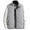 Homens colete engrossado gola colete casaco para homens inverno quente jaqueta com zíper cor sólida algodão acolchoado conforto jaqueta masculina 240125