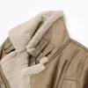 冬の女性の温かいパッド入りスエード人工革のラムジャケットショートオートバイジャケット合成シープスキンレザージャケット240124