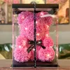 2540cm mother Valentines Day gift home decoration foam rose bear with a box of girlfriend artificial flowers 240122