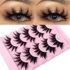 Falsche Wimpern, 5 Paar, thailändisch, nass, 3D-Faux-Nerz, handgefertigt, lange, flauschige Wimpern, dicke Wimpernverlängerung, Augen-Make-up-Tools