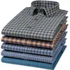 Men's Plaid randig standard-passning Långärmad flanelltröjor Bekväma mjuka borstade 100% bomull tjock casual gingham toppar skjorta 240123