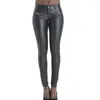 Pantalon Femme Stretch PU Cuir Capri Femmes Tendance Patchwork Zipper Design Faux Pantalon Femme Sexy Club Gothique Punk Noir XS XXL Chic