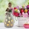 Candle Holders Creative Resin Flower Bouquet Tea Light Holder With Flickering LED Home Decorations Daughter Mom Statue