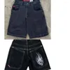 Mäns jeans 2024 Sommar Y2K Hip Hop Pocket Baggy Denim Gym Shorts Mens Gothic Men Basketball Harajuku Retro Street Wear