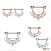 Nipple Rings Sier Crystal Hollow Heart Ring Women Body Jewelry Party Belly Button Drop Delivery Dhipi