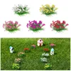 装飾的な花5PCSマイクロランドスケープミニフラワークラスター静的な風景モデルdiyミニチュアグラス