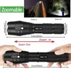 Poderosa lanterna portátil LED XML-T6 Torch usando 18650 Bateria recarregável Bateria ao ar livre camping de caminhada tática Flash Light