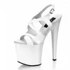 Sandaler 2024 Summer Ladies High Quality Sexig 20 cm stiletthälta tjock sula vattentät 10 cm modevisning kvinnors skor 34-46