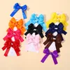 Hair Accessories 2Pcs Ribbon Cheer Up Bowknot Clips Girl Solid Color Bows Hairpins Hairgripe Kids Boutique Gift Wholesale