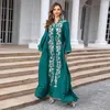 Etnische kleding Abaya voor dames Mode Dubai O-hals Arabische Veelzijdige gewaad Lange mouwen Jurk Borduren Moslim Ramadan Gurban