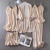 Kvinnors sömnkläder Robe Pyjamas Home Bathrobe Clothes Loungewear Lace Set Casual Sexig Satin Spring Summer Gown Suit Women