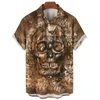 Chemise hawaïenne surdimensionnée à manches courtes pour hommes, mode crâne d'été Y2k, vêtements décontractés, motif Harajuku, Social Vintage, Camisa 240126
