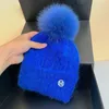 Feal Fox Pom Women Hat Natural Fur Winter Hat Failies Hat Fowmen Fashion Warm Wool Ski Real Pompom Hat 240125