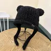 Berretti coreano carino orsacchiotto di velluto cinturino pullover cappello da sci inverno caldo peluche tinta unita protezione per le orecchie teschio cappelli a cuffia