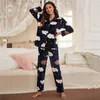 Women's Sleepwear DIHOPE Winter Pajamas Set Women Sleep Shirt Pant Autumn Warm Flannel Nightgown Female Cartoon Printed Pijamas