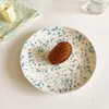 Tallrikar koreansk stil porslinplatta ins vintage stänk-bläck rund platt restaurang tabell eftermiddag te-dessert kakor kaka