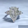 Anneaux de mariage Charme Goutte d'eau 5ct Bague en diamant 100% réel 925 Sterling Sier Party Band pour femmes hommes fiançailles bijoux cadeau livraison Dhwfn