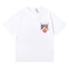 2024 Nya män och kvinnors kortärmade T-shirts High Street Brand Rhudetee Green Card Printing 230g Double Garn Pure Cotton Casual för 4J8L