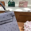 10s alla handgjorda tygväska 25 cm designer väska crossbody väska besigner handväska lyxiga handväskor riktiga struts hud handgjorda vaxtråd sy plånbok med låda