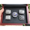 Clusterringen 5st Fantasy Football Team Champions Championship Ring met houten kist Set Souvenir Mannen Fan Gift Drop Delivery Sieraden Dh7Vf