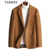 Terno de caxemira de alta qualidade terno de lazer masculino outono e inverno terno de lã grosso tendência masculina de lã fina jaqueta pequena 240122