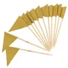 Suprimentos festivos 12 Pcs Mini Bandeira Pennant Bolo Inserir Palhetas de Pão Etiqueta 8CM Decoração Papel Dourado Cocktail Toppers Palito Bandeiras Bebê