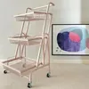 Folding Storage Cart Vegetable Placement Mobile Kitchen Shelf Living Room Floor Multi Snacks Racks 240125