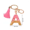 Keychains harts söta rosa nyckelkedjor med tofs initial bokstav ryggsäck alfabettangentning för kvinnliga flickor