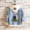 Anime Jujutsu Kaisen Anime Giacca da uomo in jeans Gojo Satoru Stampa Casual Donna Patchwork Giacca di jeans Autunno Cappotto con cappuccio Outwear 240122