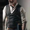 Män överdimensionerade Vneck Vintage Double Breasted Suit Hunting Tweed Vest Fishing Slim Retro Waistcoat Wedding Male 240125