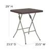 Camp Furniture 1.95-Foot Square Brown Rattan Plastic Folding Table Suitable For Outdoor Living Room Party Beach