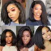 Glueless Kinky Straight 134 Lace Front Wig Short Bob Human Hair Wigs Wear and Go Yaki Straight Brazilian Remy Precked Breaded Wig 240118