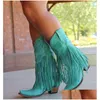 Buty Cowgirls Cowboy Buty dla kobiet wzór miłosnych wzór masywnych obcasów buty western slip na żeńskiej j220805 Dostęp do dostawy DHW1Y