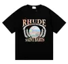 2024 Rhude Mens T shirt High quality Tess Designer Casual Fashion Short Sleeve Europe America Men Women Round neck Tshirts US Size S-2XL