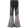 American Blackgray Gradient Jeans Mop Bell Bottoms High Street Fashion Brand Handsome Trousers For Men And Women 240127