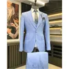 Ternos masculinos céu azul masculino único breasted pico lapela negócios formal fino ajuste casamento noivo sob medida blazer 2 peças jaqueta calça