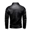 Outono inverno jaqueta slim fit de couro de motocicleta com gola alta terno roupas masculinas 240201