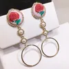 Pendientes colgantes E107 círculo flores Pendientes Boho Largos Mujer declaración joyería Bohemia larga joyería Brincos para Mujer