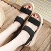 Sandaler Flowers Rhinestone Heel Buckle Ladies Fish Shoes Breattable Mouth Wedge Strap Women's Puppy Tisters for Women