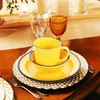Conjuntos de louça decoração prato copo conjunto retro pratos de café doméstico beber cozinha tigela placa casa caneca de chá