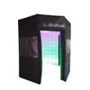 wholesale Éclairage LED de bateau gratuit Photobooth gonflable noir octogonal pour cabine photo en location avec 2 portes